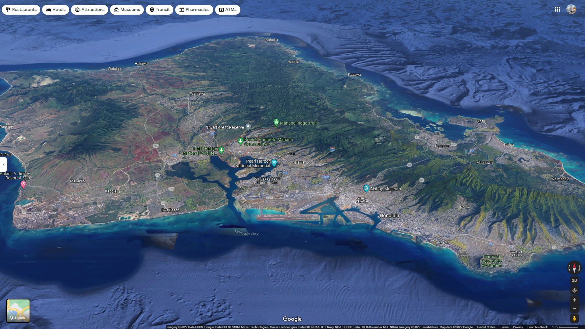 Pearl City Aerial Map Hawaii